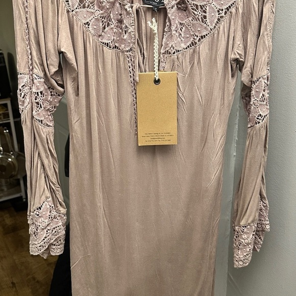 POL Mauve Blush Lagenlook Embroidered Lace Mini Dress - Size Small! 🌸 - Picture 4 of 8